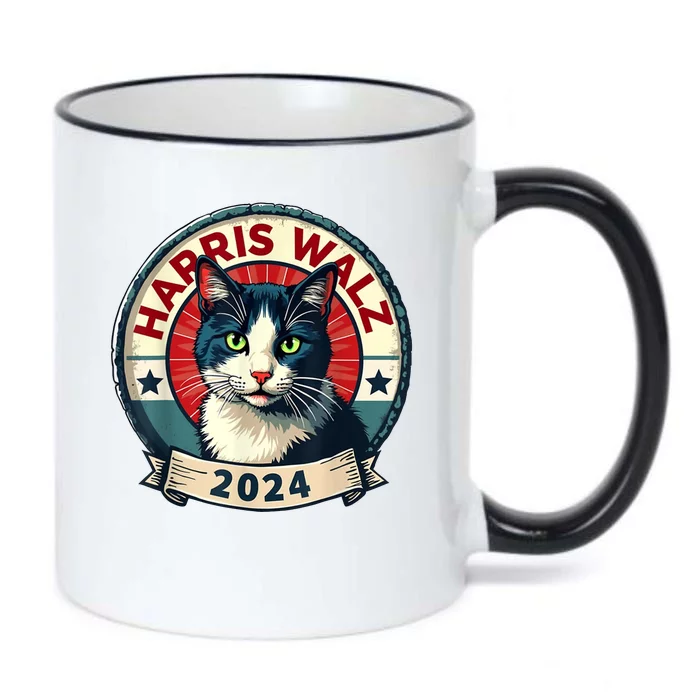 Harris Walz 2024 Funny Cat Election Black Color Changing Mug