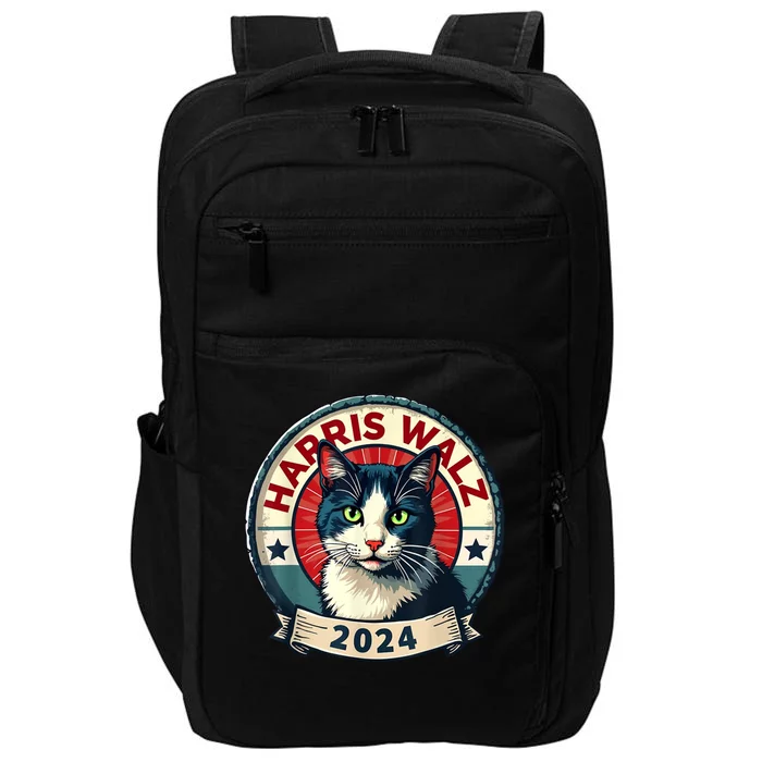 Harris Walz 2024 Funny Cat Election Impact Tech Backpack