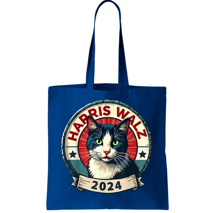 Harris Walz 2024 Funny Cat Election Tote Bag