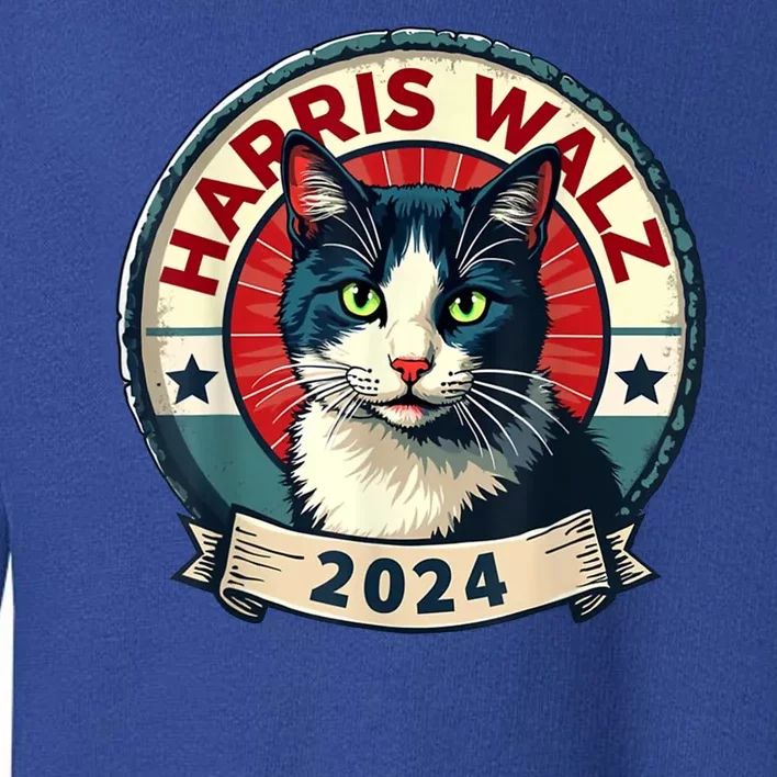 Harris Walz 2024 Funny Cat Election Toddler Sweatshirt