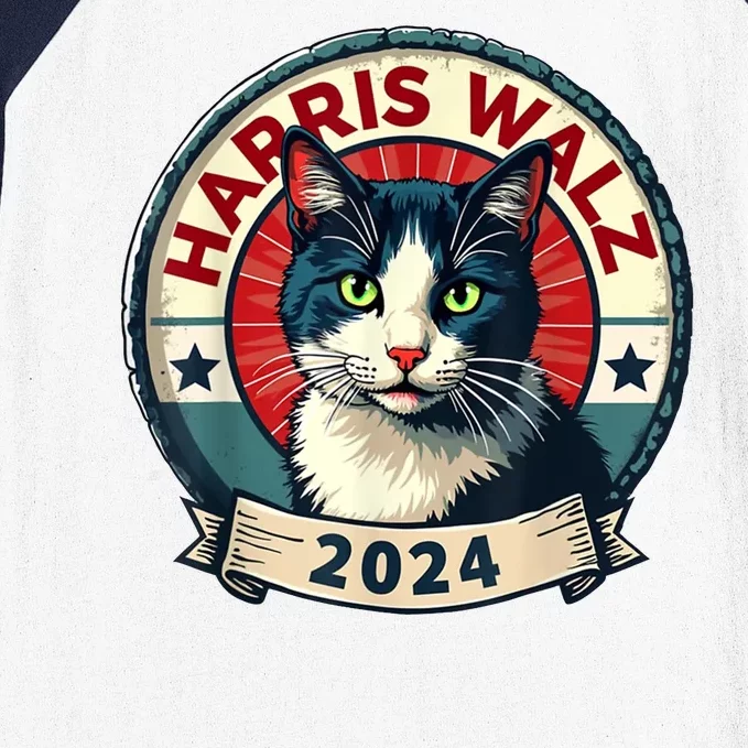 Harris Walz 2024 Funny Cat Election Baseball Sleeve Shirt