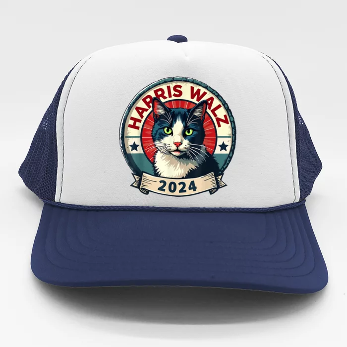 Harris Walz 2024 Funny Cat Election Trucker Hat