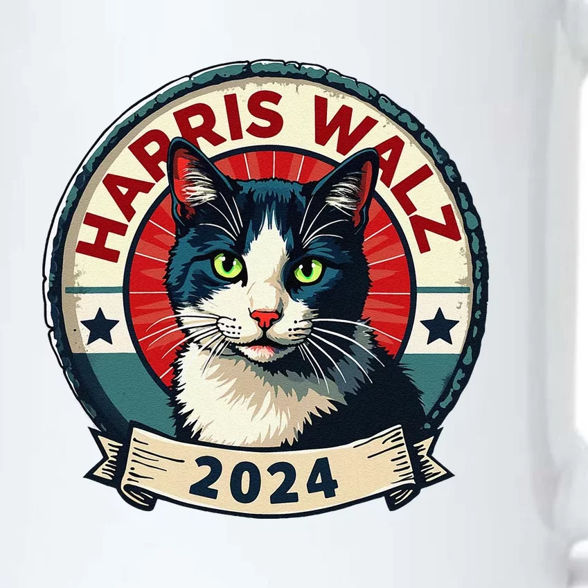 Harris Walz 2024 Funny Cat Election Kamala Harris Tim Waltz Gift Black Color Changing Mug