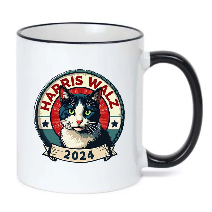 Harris Walz 2024 Funny Cat Election Kamala Harris Tim Waltz Gift Black Color Changing Mug