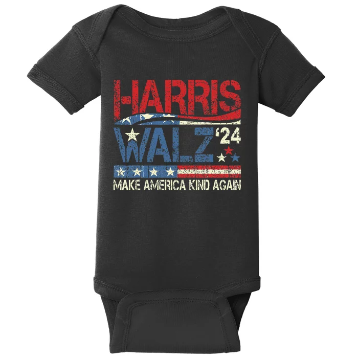 Harris Walz 2024 Make America Kind Again Harris Waltz Quote Gift Baby Bodysuit