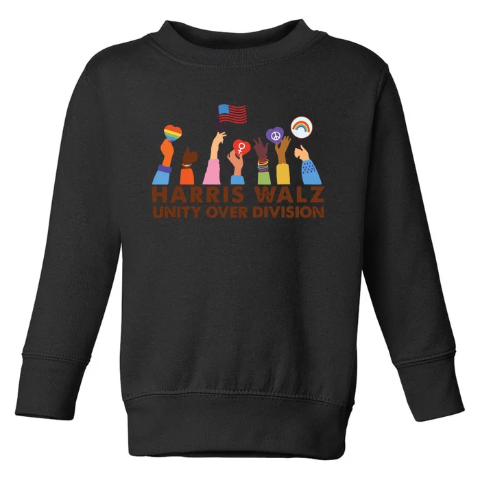 Harris Waltz 2024 Unity Over Division Toddler Sweatshirt