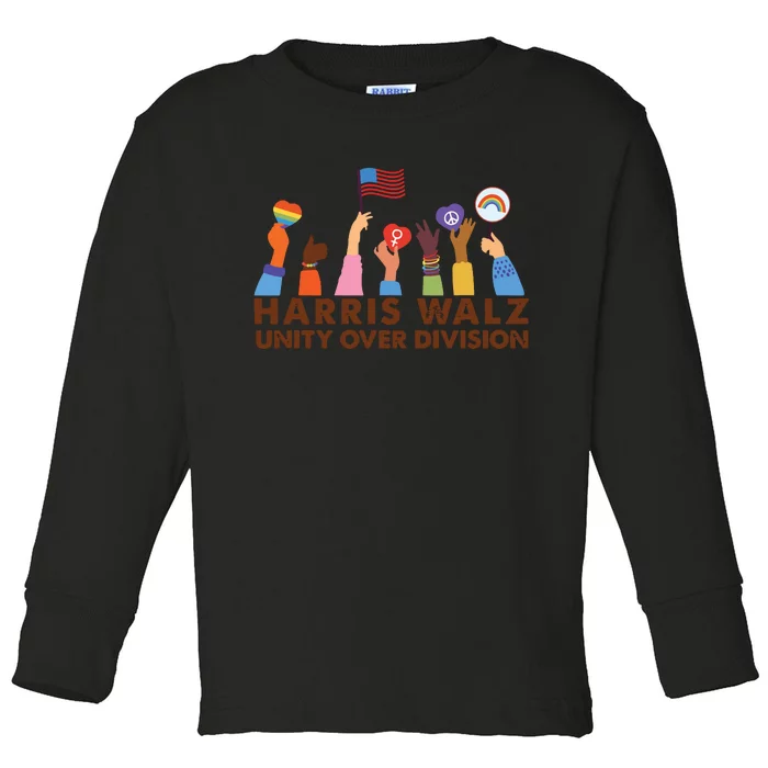 Harris Waltz 2024 Unity Over Division Toddler Long Sleeve Shirt