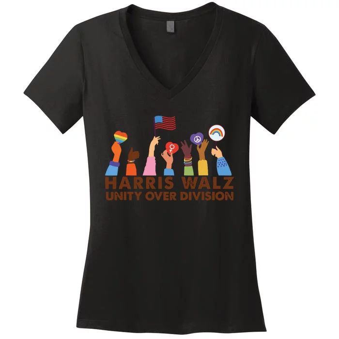 Harris Waltz 2024 Unity Over Division Women's V-Neck T-Shirt