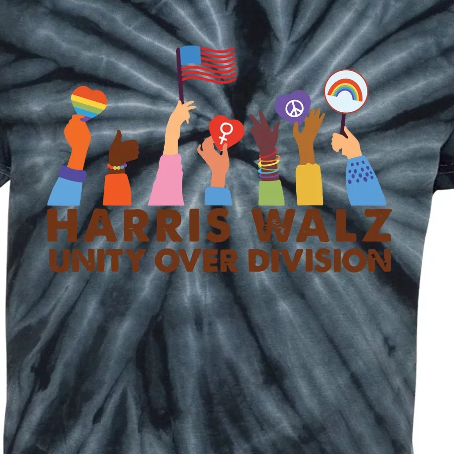 Harris Waltz 2024 Unity Over Division Kids Tie-Dye T-Shirt