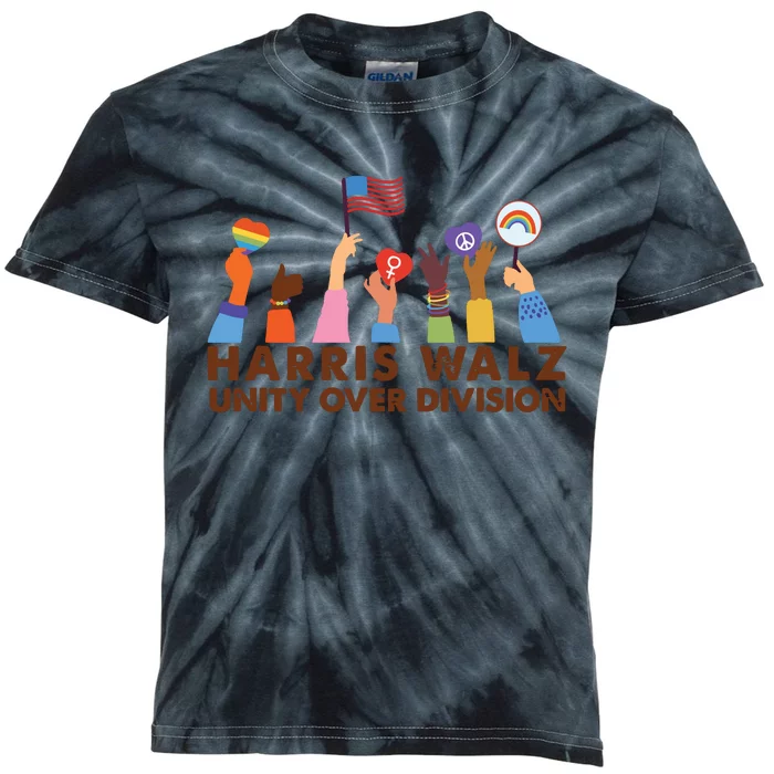 Harris Waltz 2024 Unity Over Division Kids Tie-Dye T-Shirt