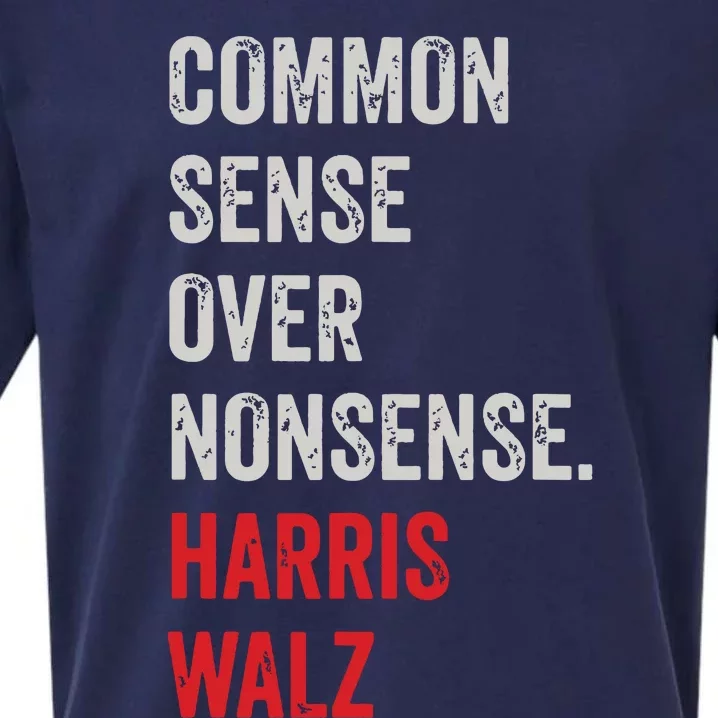 Harris Walz 2024 Common Sense Over Nonsense Sueded Cloud Jersey T-Shirt