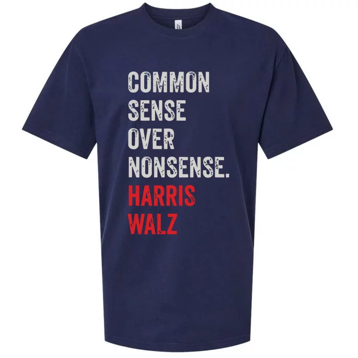 Harris Walz 2024 Common Sense Over Nonsense Sueded Cloud Jersey T-Shirt