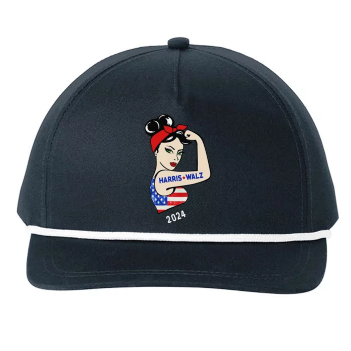 Harris Waltz 2024 Election Kamala Harris Tim Waltz 24 Snapback Five-Panel Rope Hat