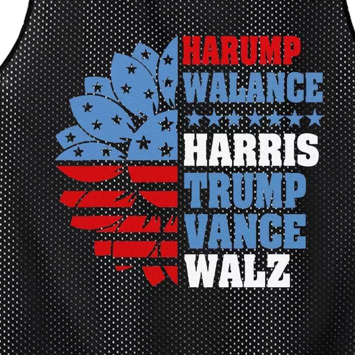 Harump Wallace 2024 Harris Trump Walz Vance Funny Mesh Reversible Basketball Jersey Tank