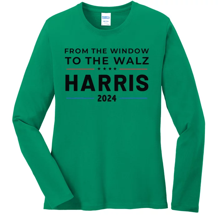 Harris Walz 2024 Window Elect President Kamala Vp Tim Ladies Long Sleeve Shirt