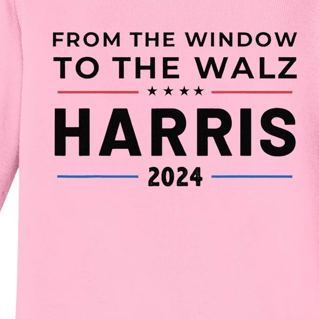 Harris Walz 2024 Window Elect President Kamala Vp Tim Baby Long Sleeve Bodysuit