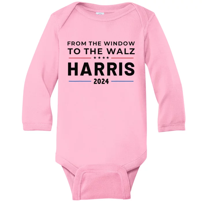 Harris Walz 2024 Window Elect President Kamala Vp Tim Baby Long Sleeve Bodysuit