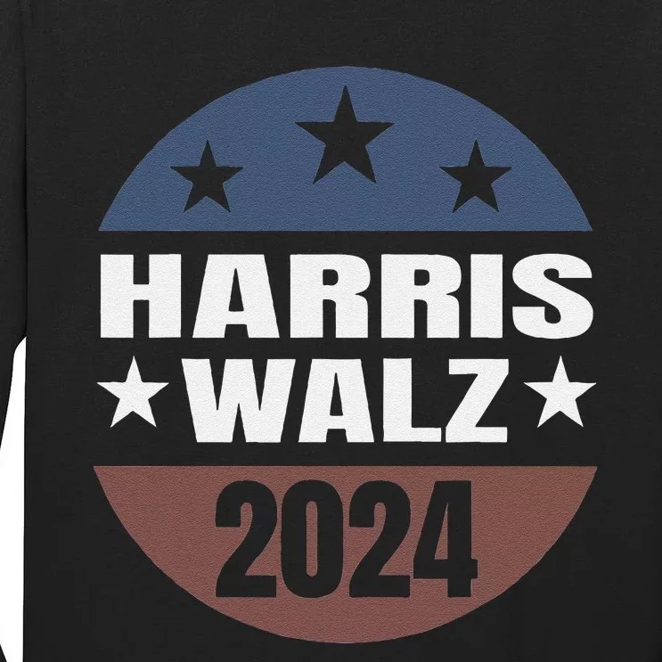 Harris Walz 24 Vote Kamala Harris Tim Waltz 2024 Round Retro Tall Long Sleeve T-Shirt