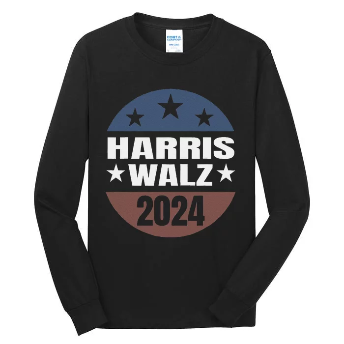 Harris Walz 24 Vote Kamala Harris Tim Waltz 2024 Round Retro Tall Long Sleeve T-Shirt