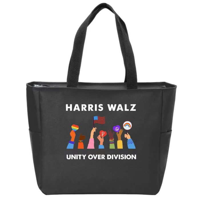 Harris Waltz 2024 Unity Over Division Zip Tote Bag