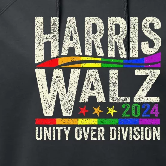 Harris Walz 2024 Unity Over Division Kamala Harris Tim Walz Performance Fleece Hoodie