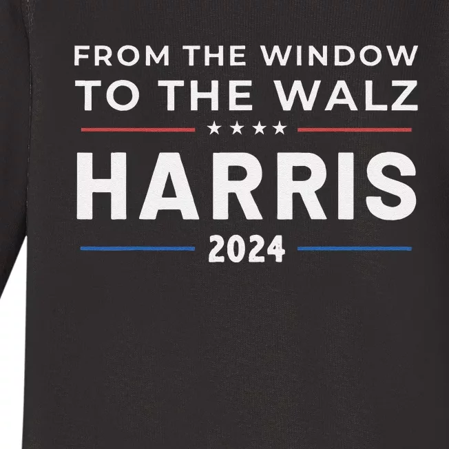 Harris Walz 2024 Window Elect President Kamala Vp Tim Baby Long Sleeve Bodysuit