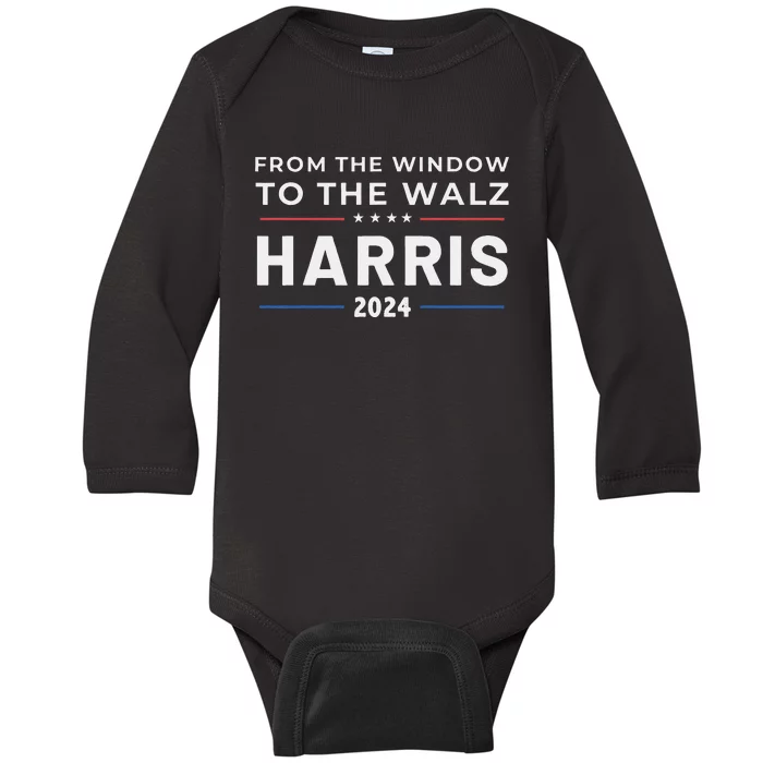 Harris Walz 2024 Window Elect President Kamala Vp Tim Baby Long Sleeve Bodysuit