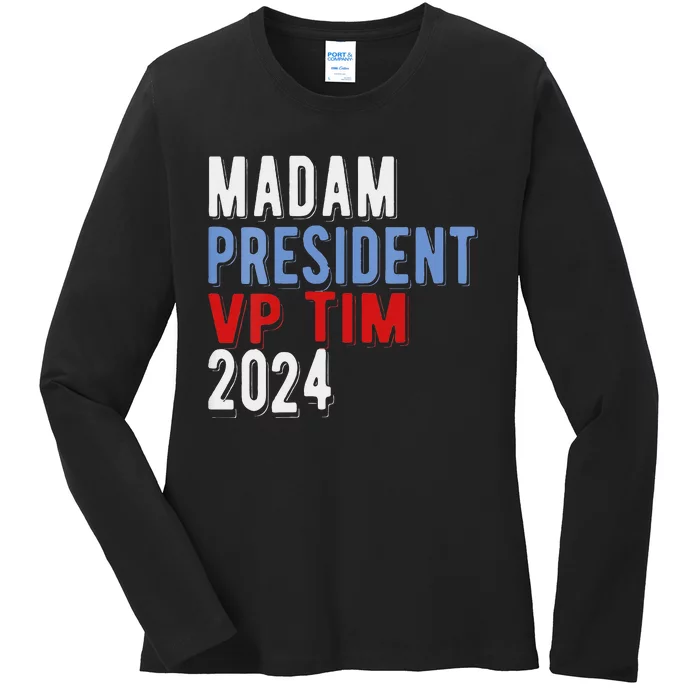 Harris Walz 2024 Kamala Harris Tim Walz President Democratic Ladies Long Sleeve Shirt