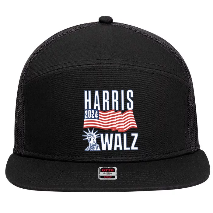 Harris & Walz 2024 Election Campaign 7 Panel Mesh Trucker Snapback Hat