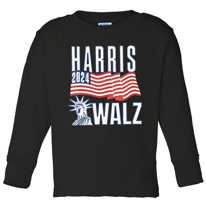 Harris & Walz 2024 Election Campaign Toddler Long Sleeve Shirt