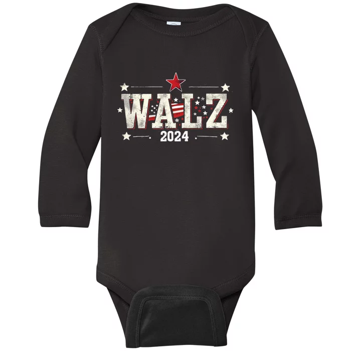 Harris Walz 2024 Election Kamala Harris Tim Walz Baby Long Sleeve Bodysuit