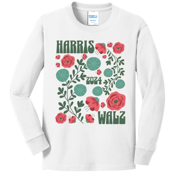 Harris Walz 2024 Kids Long Sleeve Shirt