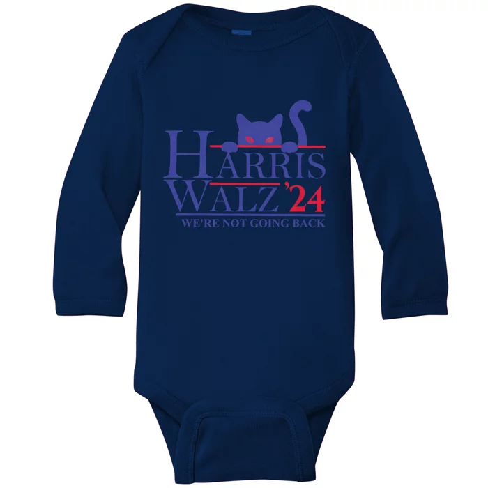 Harris Waltz 2024 WeRe Not Going Back Funny Cat Lady Baby Long Sleeve Bodysuit