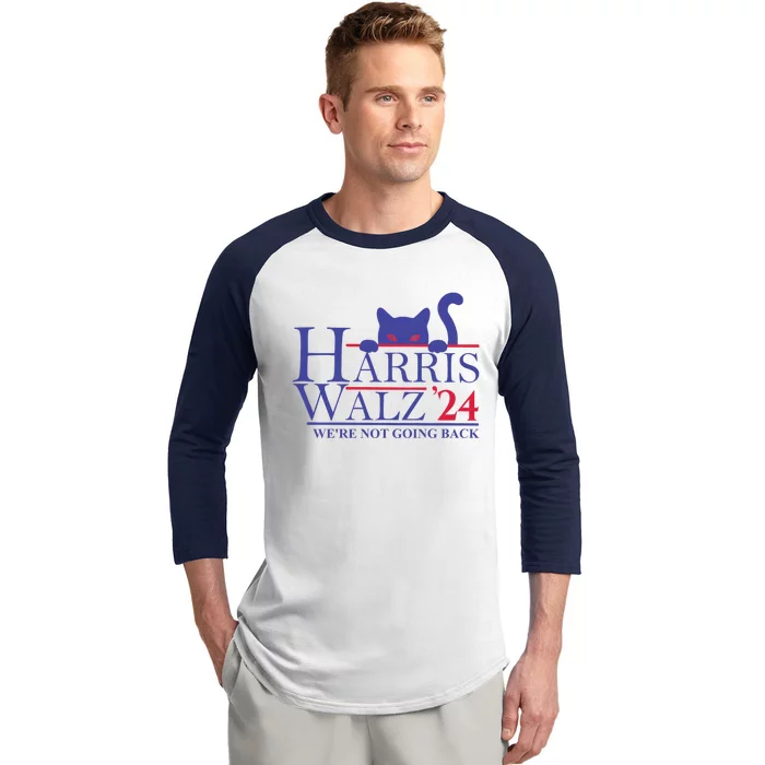 Harris Waltz 2024 WeRe Not Going Back Funny Cat Lady Baseball Sleeve Shirt