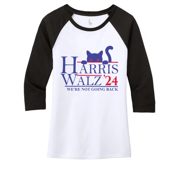 Harris Waltz 2024 WeRe Not Going Back Funny Cat Lady Women's Tri-Blend 3/4-Sleeve Raglan Shirt