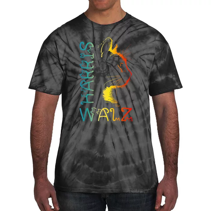 Harris Waltz 2024 Kamala Walz Cat Lettering Positive Tie-Dye T-Shirt