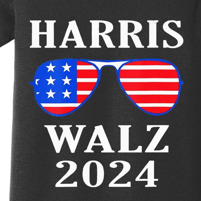 Harris Walz 2024 Kamala Harris American Flag Sunglasses Baby Bodysuit