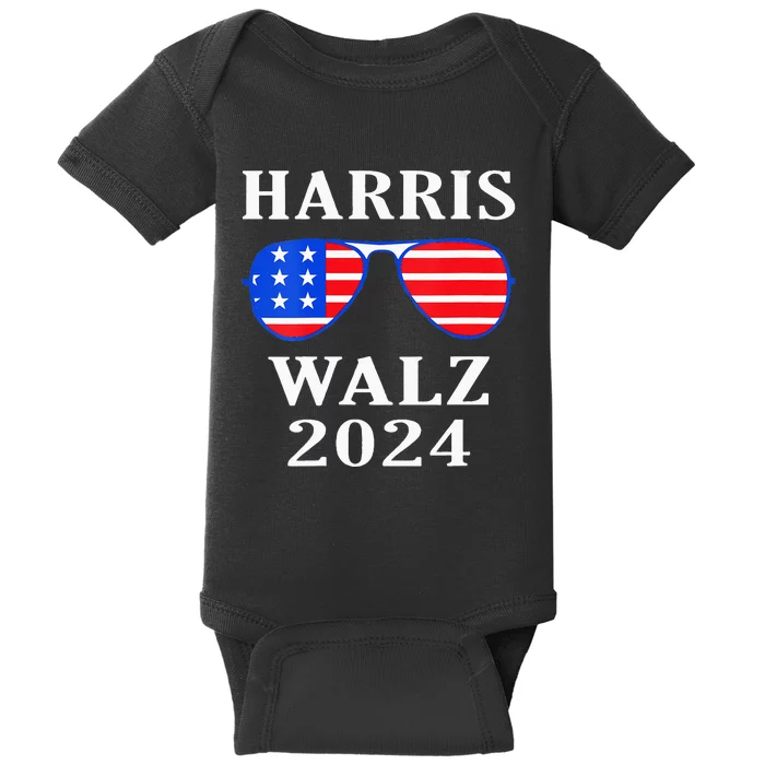 Harris Walz 2024 Kamala Harris American Flag Sunglasses Baby Bodysuit