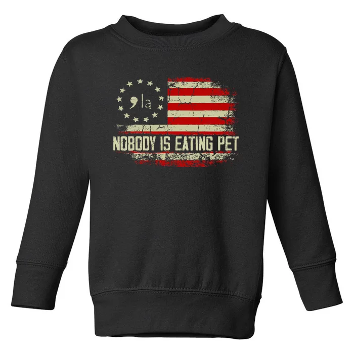 Harris Walz 2024 Nobody Is Eating Pets Us Flag Vintage Toddler Sweatshirt