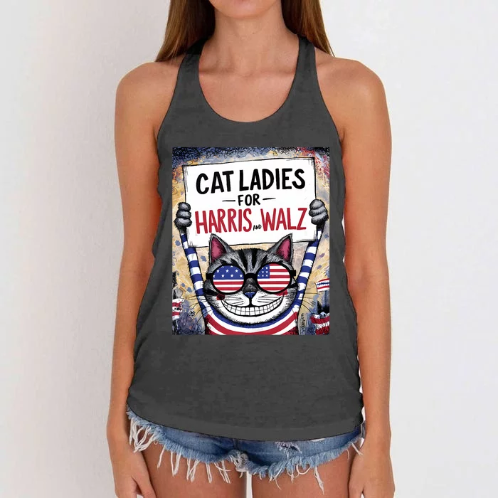 Harris Waltz 2024 Cat Ladies For Harris And Walz 2024 Women's Knotted Racerback Tank