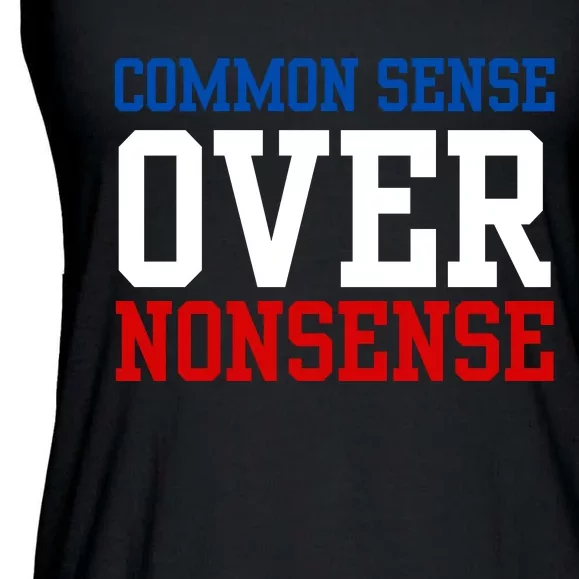 Harris Walz 2024 Common Sense Over Nonsense Ladies Essential Flowy Tank