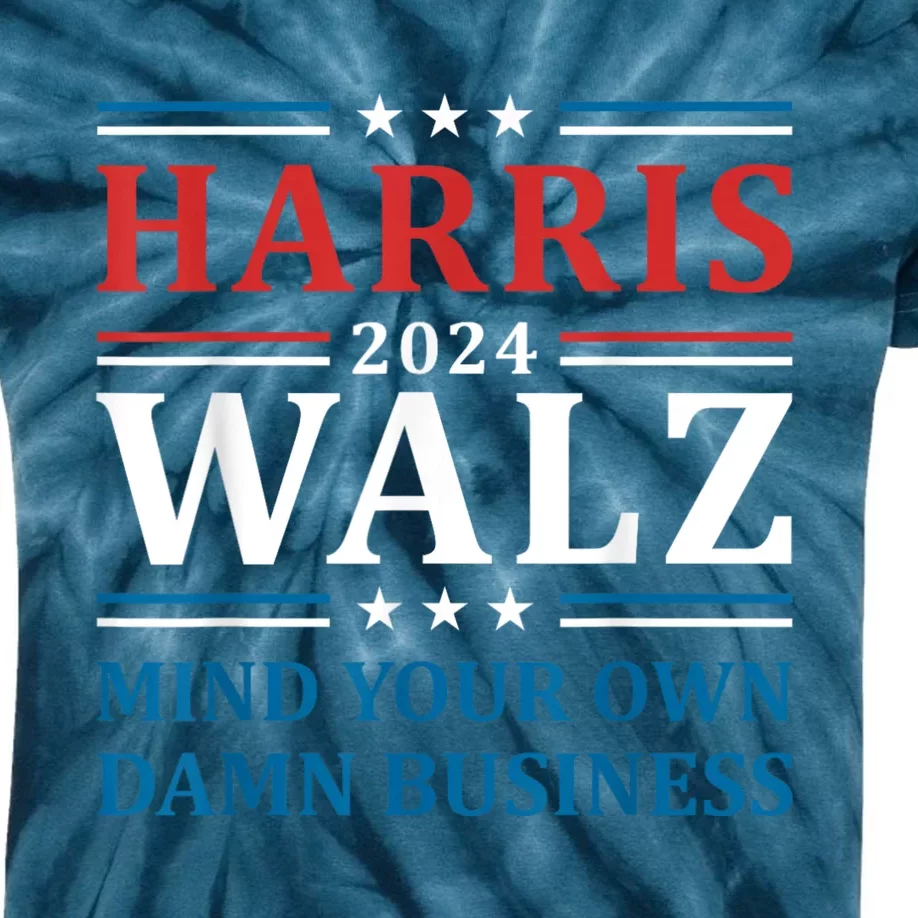 Harris Walz 2024 Mind Your Own Damn Business Kids Tie-Dye T-Shirt