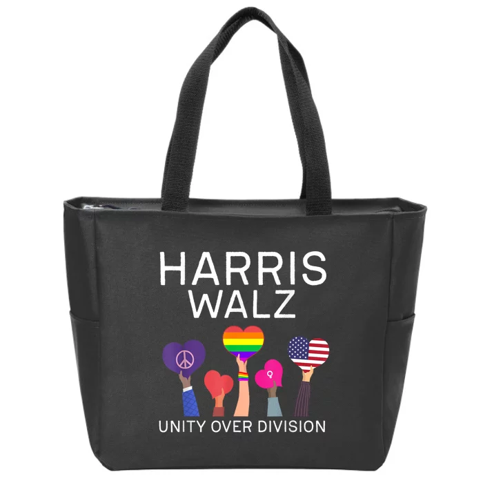 Harris Waltz 2024 Unity Over Division Zip Tote Bag