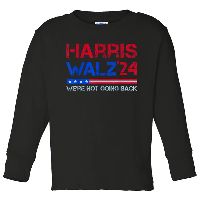 Harris Walz 2024 Mind Your Own Damn Business Toddler Long Sleeve Shirt