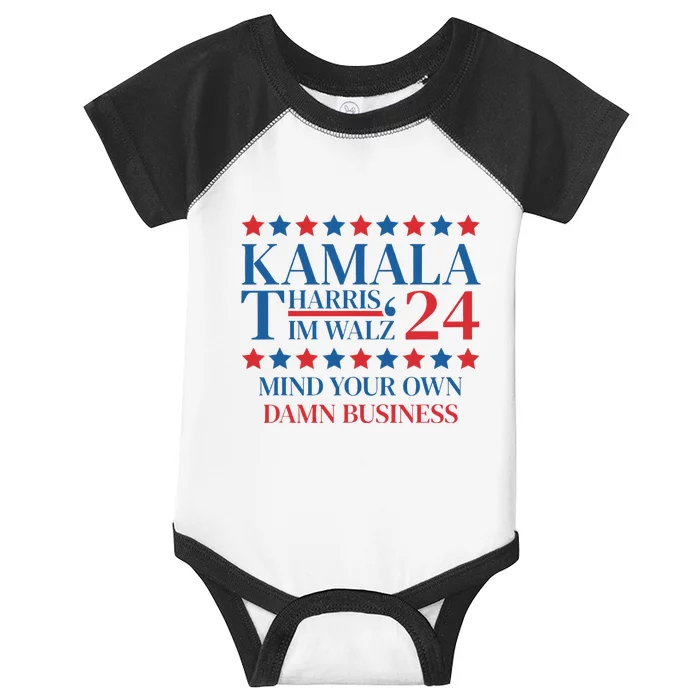 Harris Walz 2024 Mind Your Own Business Art Infant Baby Jersey Bodysuit