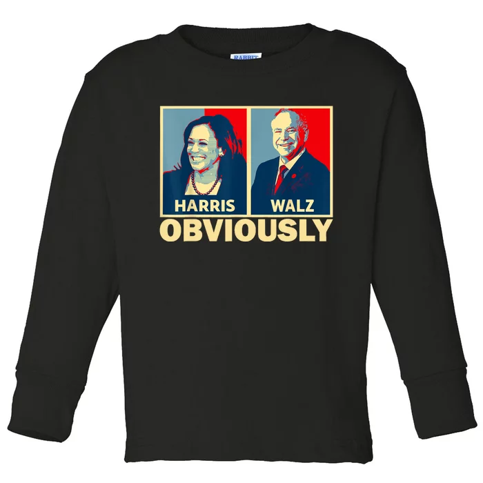 Harris Waltz 2024 Obviously Tim Walz Kamala Harris 2024 Toddler Long Sleeve Shirt