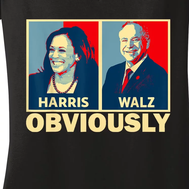 Harris Waltz 2024 Obviously Tim Walz Kamala Harris 2024 Women's V-Neck T-Shirt