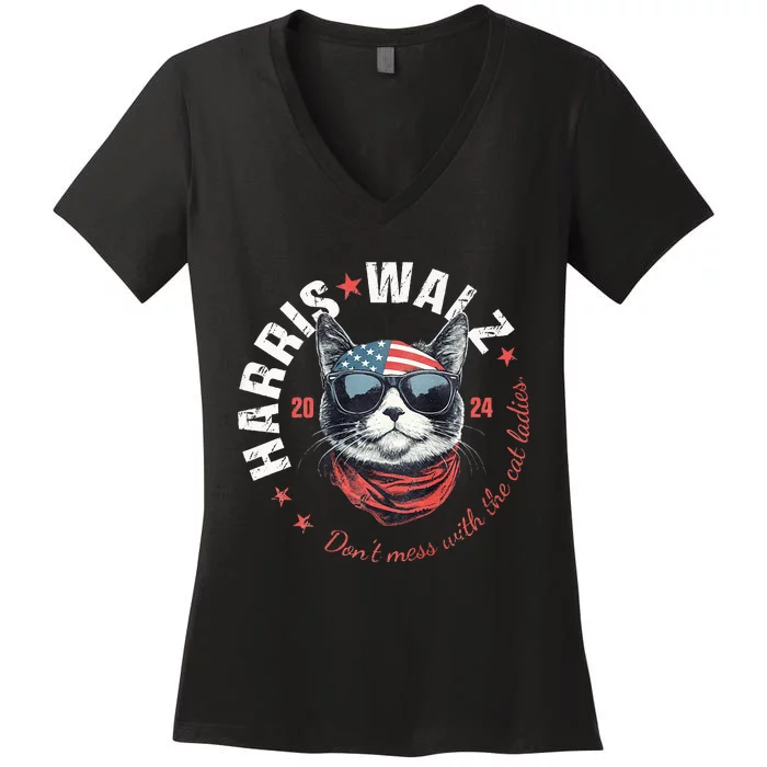 Harris Waltz 2024 Election Us American Flag Women's V-Neck T-Shirt