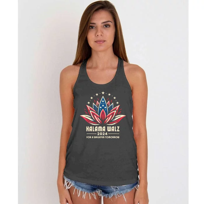 Harris Walz 2024 Presidential Campaign American Lotus Women's Knotted Racerback Tank