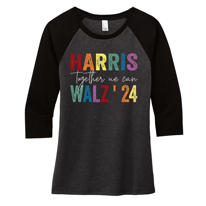 Harris Walz 2024 Retro Vintage Us Presidental Election 2024 Women's Tri-Blend 3/4-Sleeve Raglan Shirt